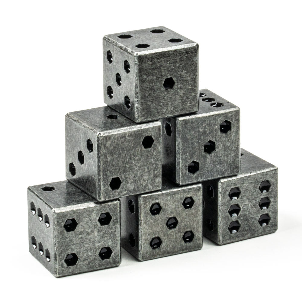 Square Metal 16mm D6 Dice (6 Pack)