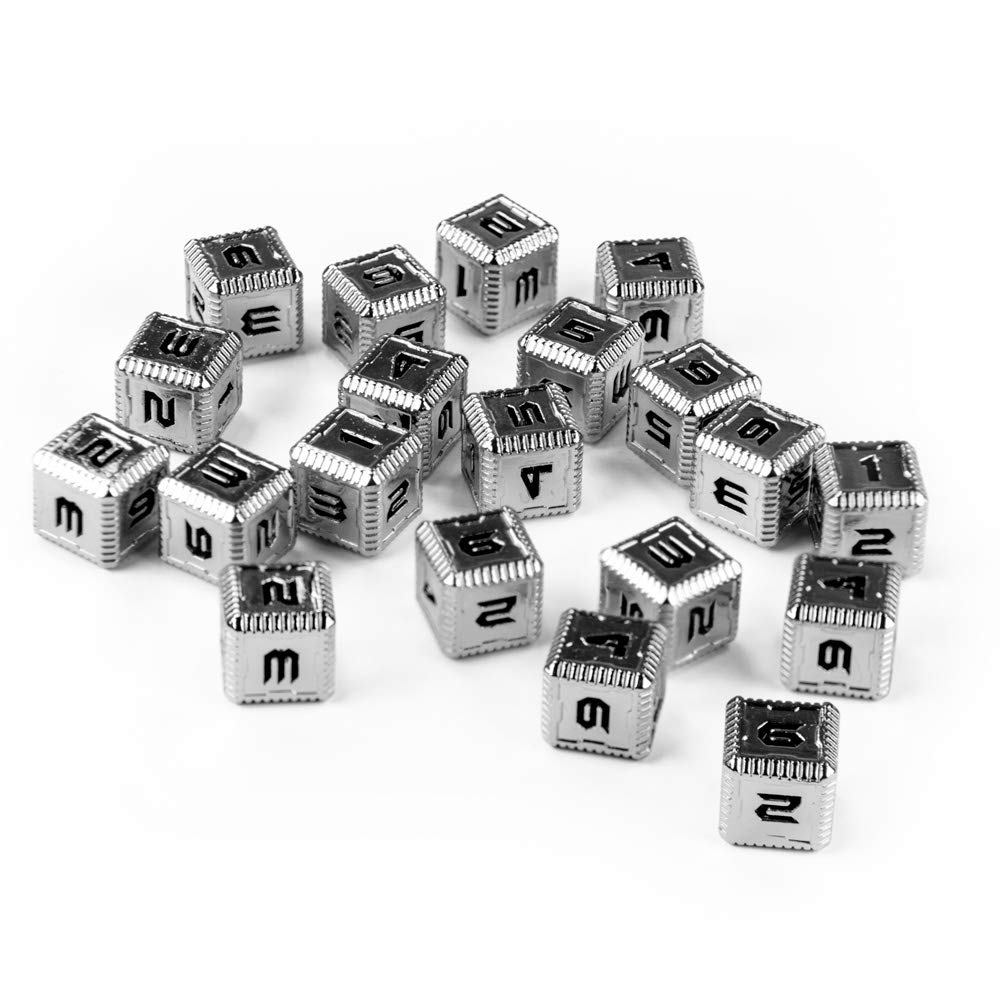 Sci-Fi Metal 12mm D6 Dice (10 Pack)