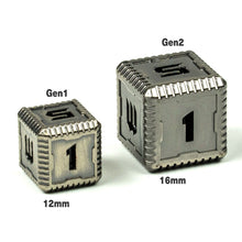 Load image into Gallery viewer, Sci-Fi Number Metal 16mm D6 Dice (6 Pack)