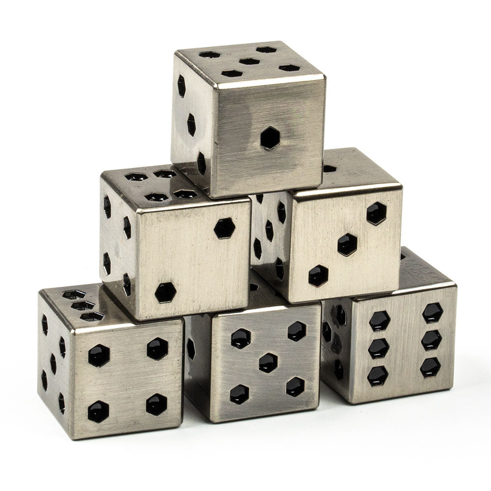 Square Metal 16mm D6 Dice (6 Pack)