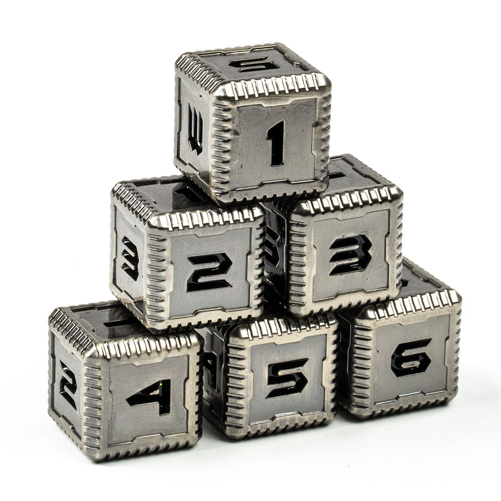 Sci-Fi Number Metal 16mm D6 Dice (6 Pack)