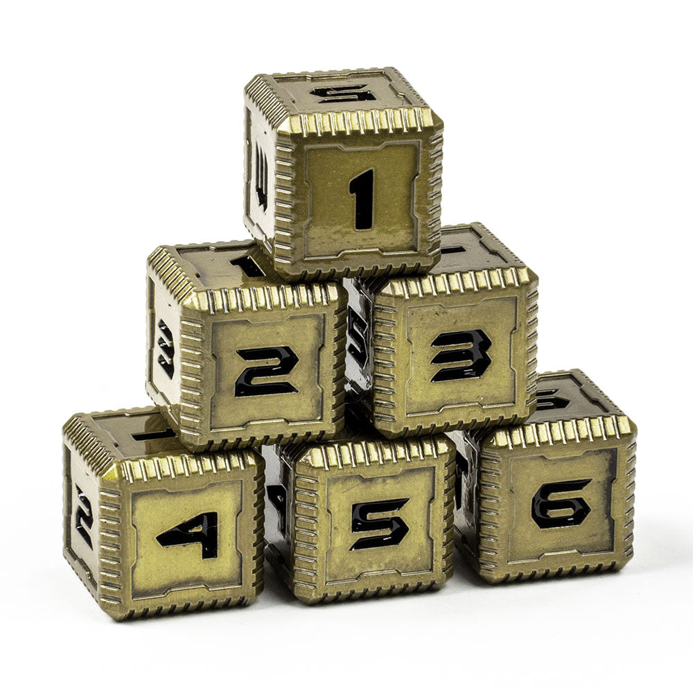 Sci-Fi Number Metal 16mm D6 Dice (6 Pack)