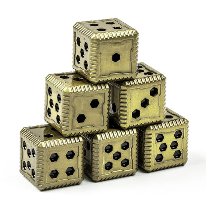 Sci-Fi Hex Metal 16mm D6 Dice (6 Pack)