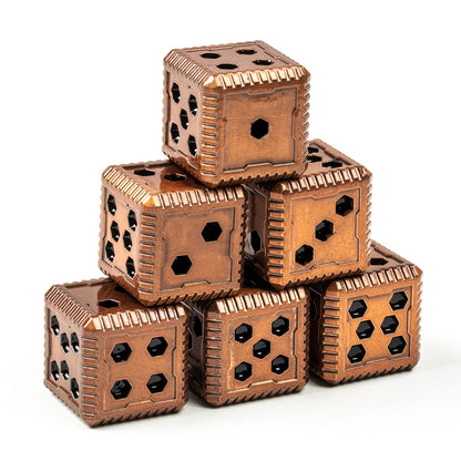 Sci-Fi Hex Metal 16mm D6 Dice (6 Pack)
