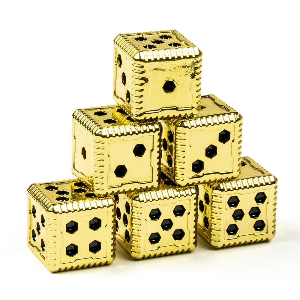 Sci-Fi Hex Metal 16mm D6 Dice (6 Pack)
