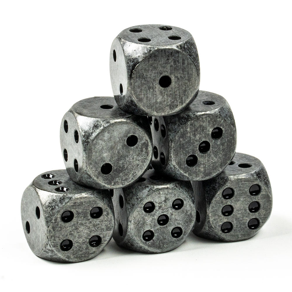 Rounded Metal 16mm D6 Dice (6 Pack)