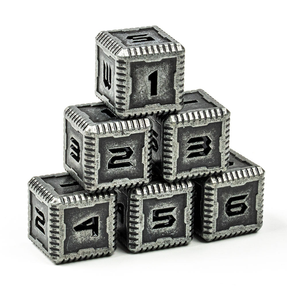 Sci-Fi Number Metal 16mm D6 Dice (6 Pack)
