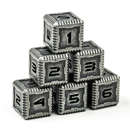 Sci-Fi Number Metal 16mm D6 Dice (6 Pack)