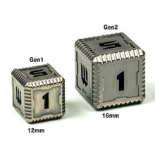 Load image into Gallery viewer, Sci-Fi Number Metal 16mm D6 Dice (6 Pack)
