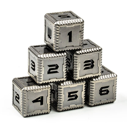 Sci-Fi Number Metal 16mm D6 Dice (6 Pack)