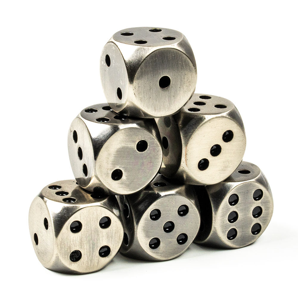 Rounded Metal 16mm D6 Dice (6 Pack)